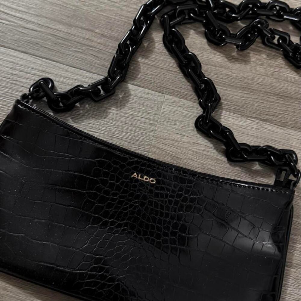 Aldo black crocodile textured crossbody